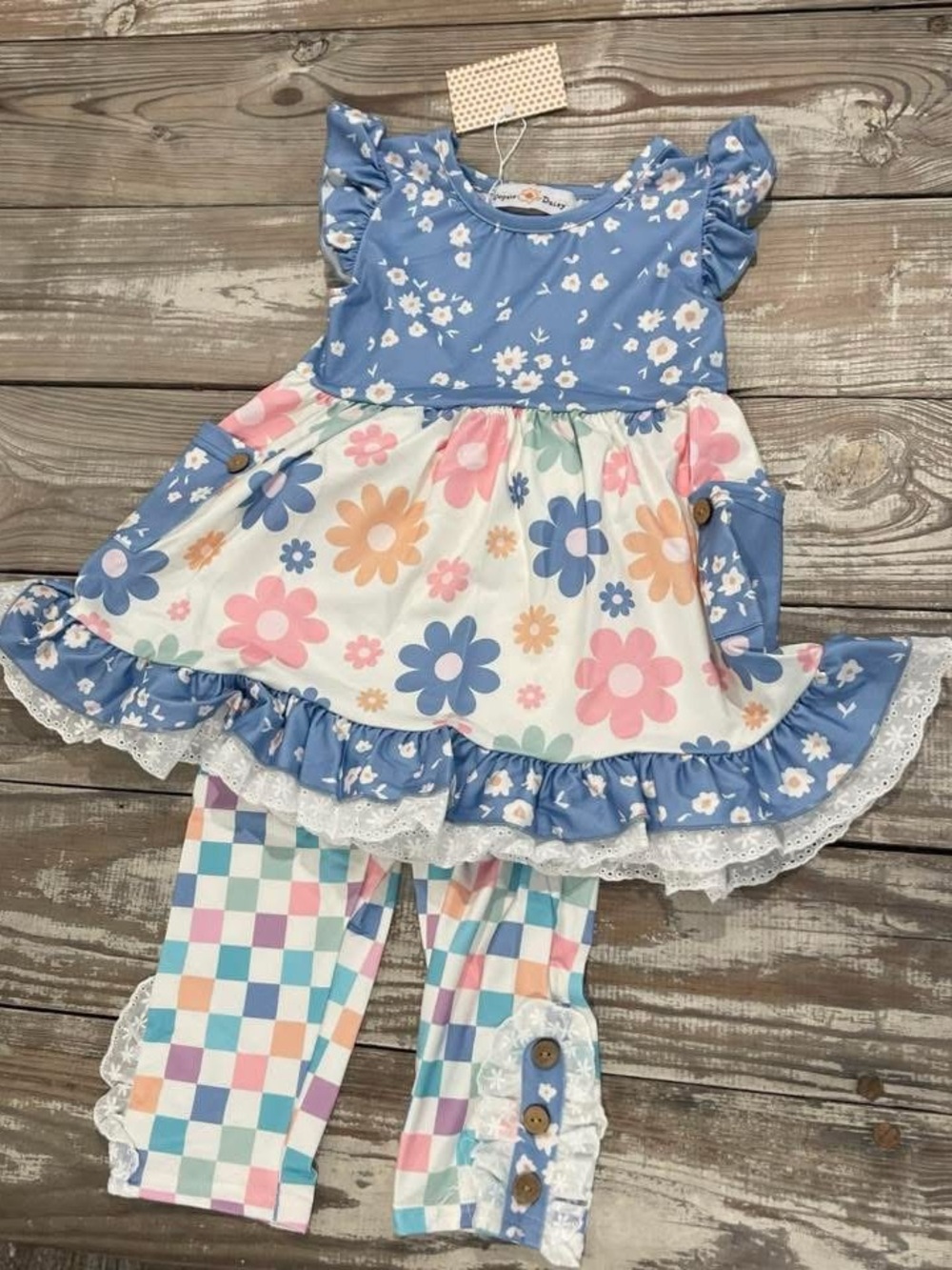 Kids Floral Blue & Pastel Matching Set - Brand: